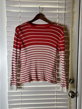 GAP Red and White Striped Long-Sleeve Tee